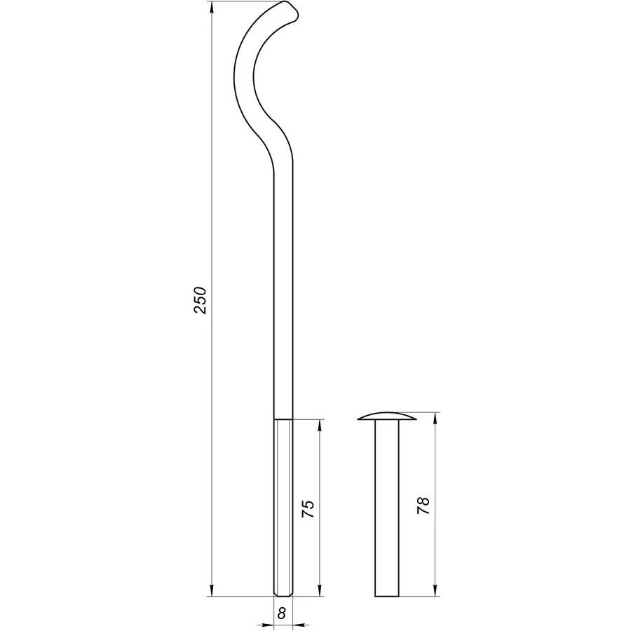 Кронштейн секційного радіатора штирьковий білий з дюбелем ф8х250мм (кратно 2)