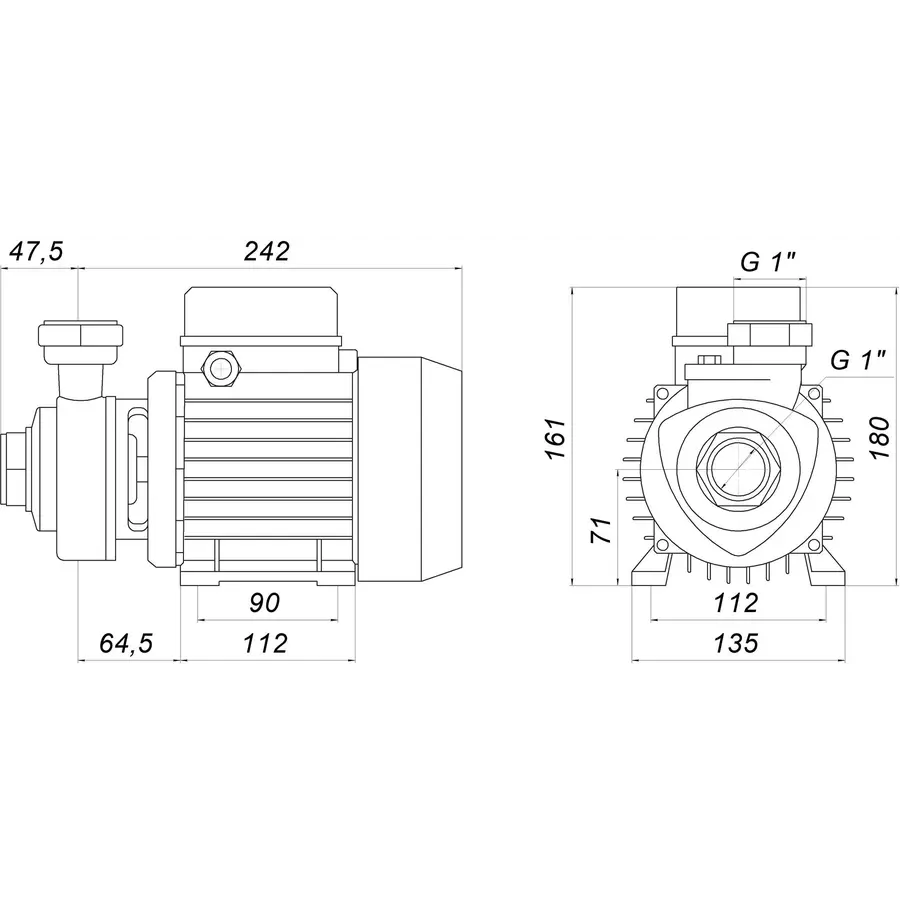 Насос вихревой KF-4 0,75 кВт SAER (3,0 м3 / ч, 76 м) трехфазный