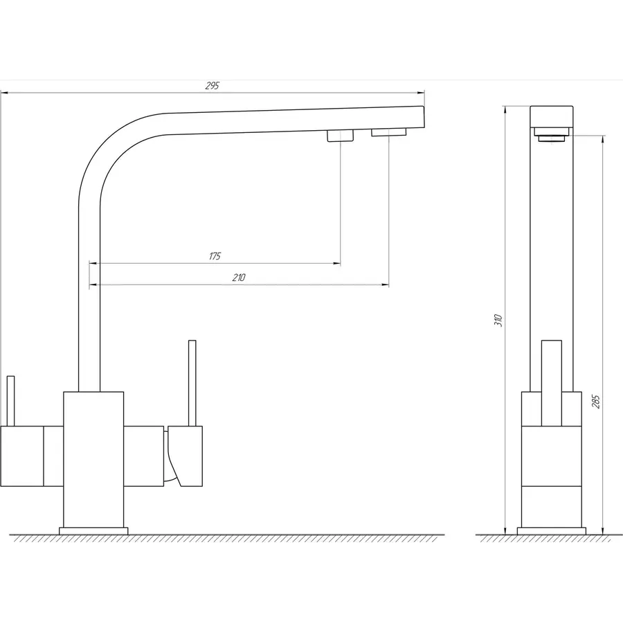 Змішувач для кухні під осмос Globus Lux GLLR-0111-2-ARENA сірий