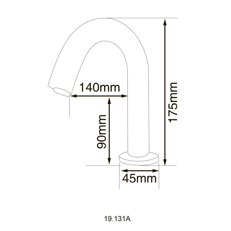 Кран сенсорний для умив-ка HOTEC 19.131A-DC/AC (220V/6V),висота 175мм,з трансформатором,латунь Cold