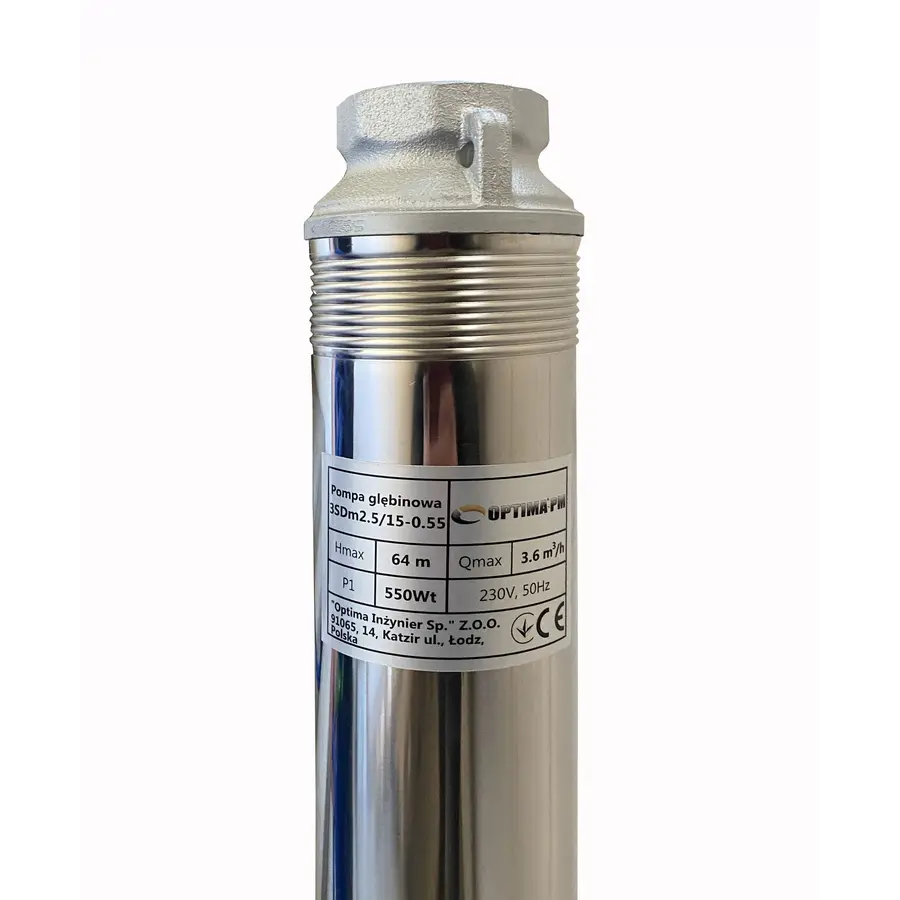 Скважинные насосы с повышенной устойчивостью к песку OPTIMA PM 3SDm2,5 / 15 0,55 кВт 65м + 15 м кабель