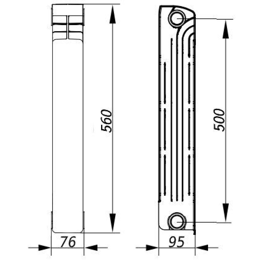Радиатор биметаллический секционный ENERGO BIDEEP 500/96 (кратно 10)