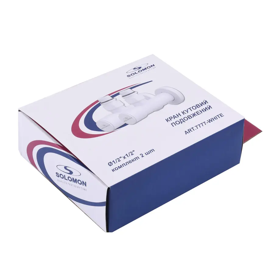 Набір Кран вентильний кутовий з американкою SOLOMON LUX 1/2″ 7777 (2шт.) WHITE