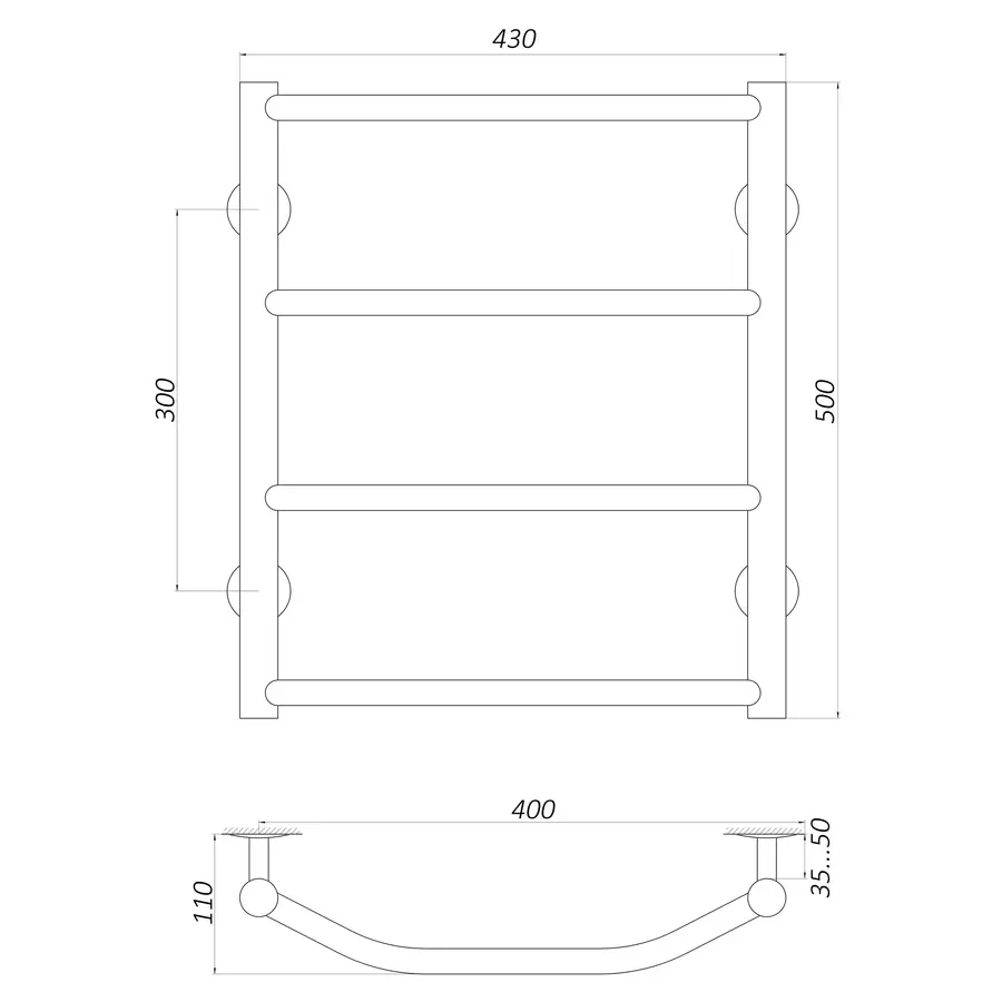 Полотенцесушитель UNIO LT W 500-400-4 Лесенка Трапеция вода
