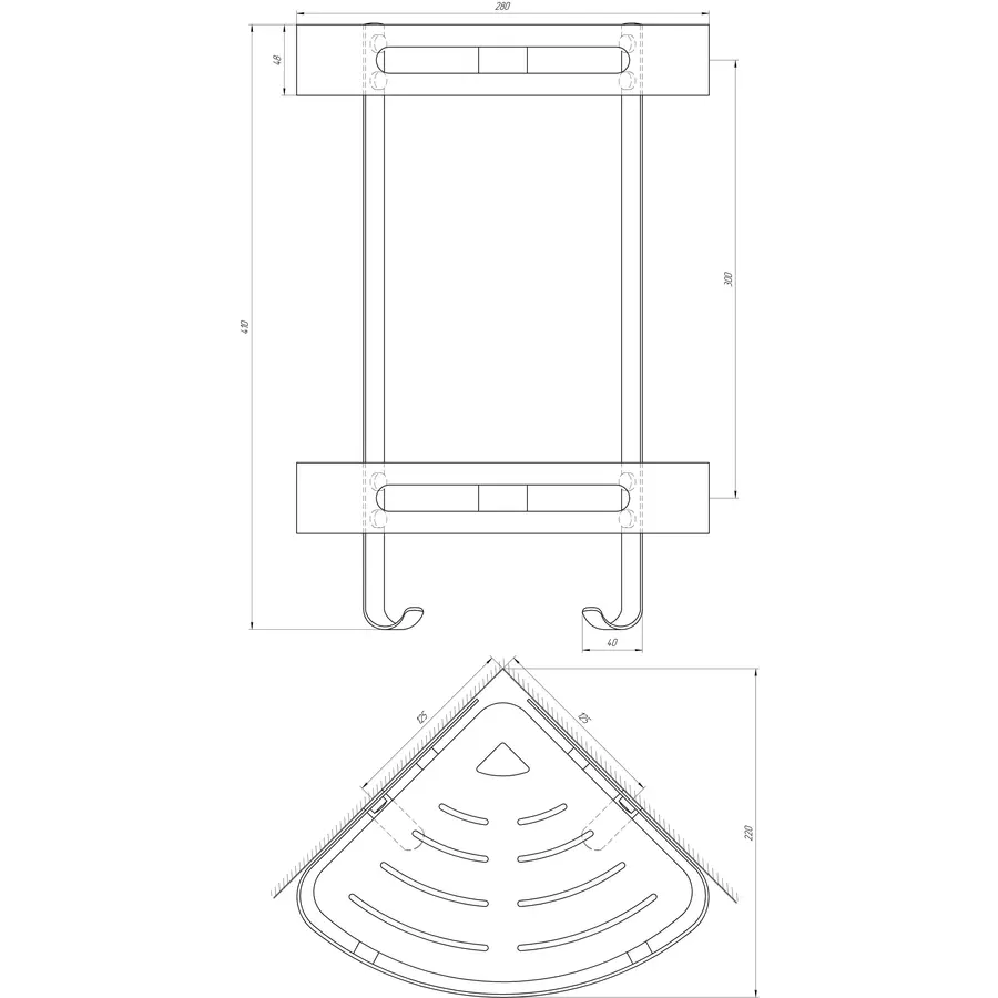 Полка подвійна кутова Globus Lux BQ9422