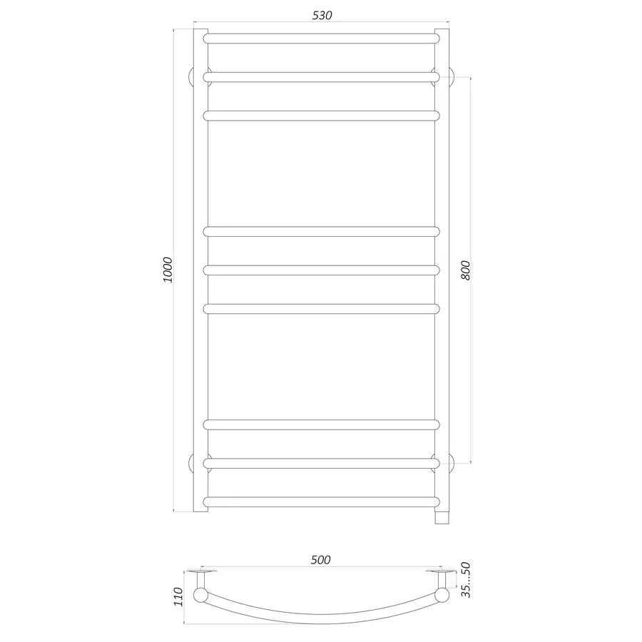 Рушникосушарка UNIO LDE EL 1000-500-9 BLK Драбинка Дуга Еліт електро чорна