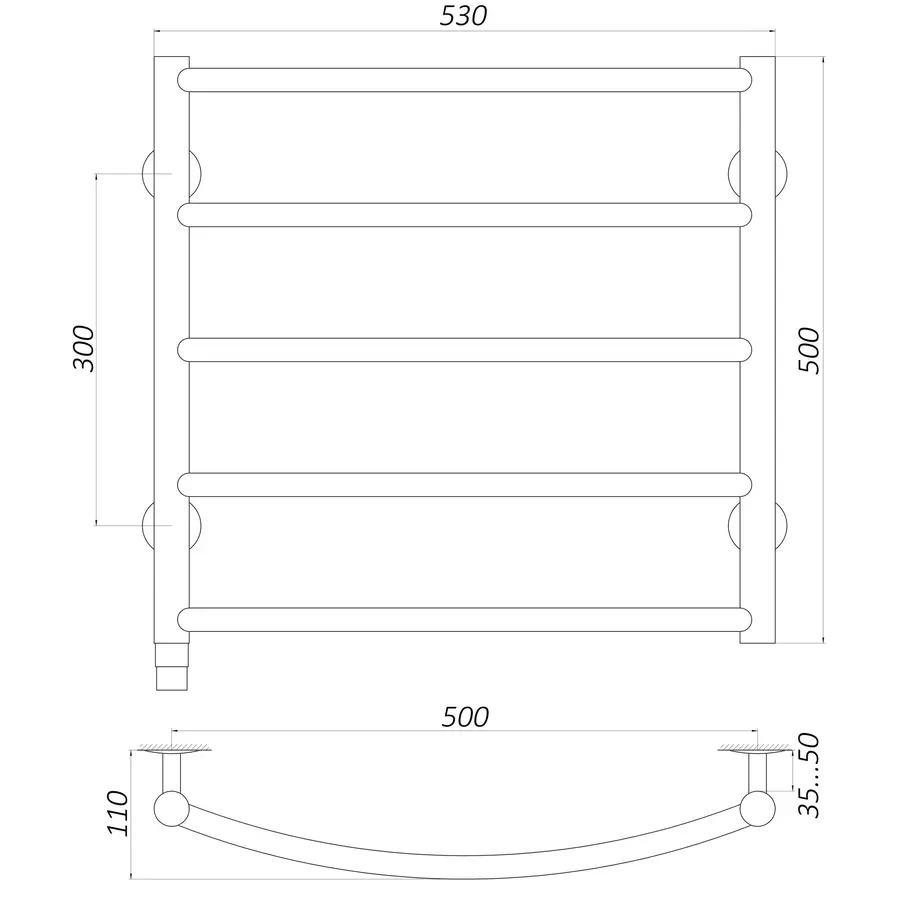 Рушникосушарка UNIO LD ER 500-500-5 BLK Драбинка Дуга електро чорна