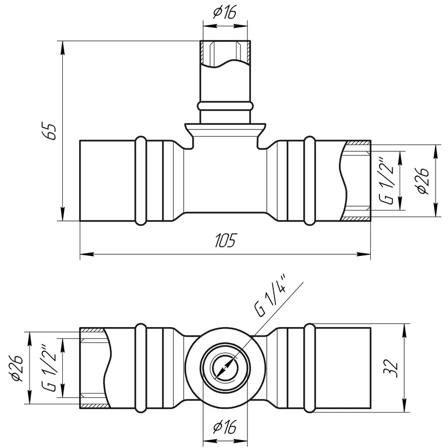 Трійник проміжний прес APE ITALY AP 131 26х16х26