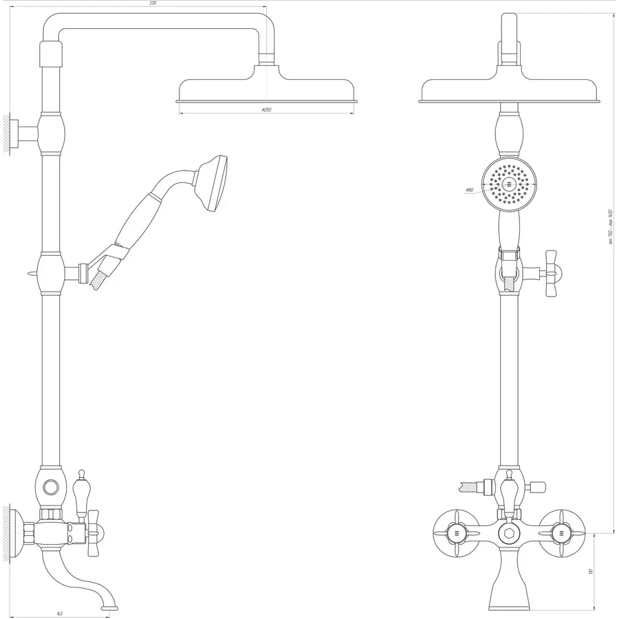 Душевая система TRES RETRO 524290701