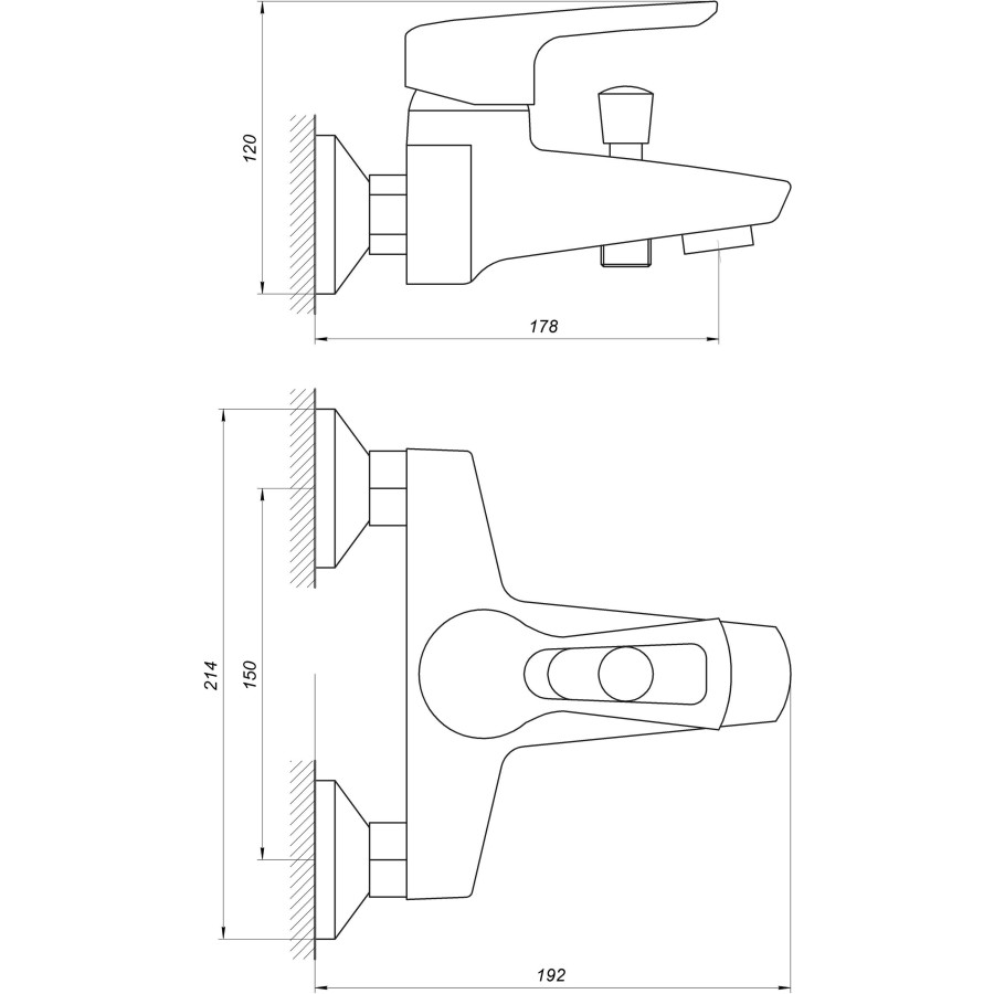 Смеситель для ванной CRISTAL SEVA GSV-102-латунь в комплекте