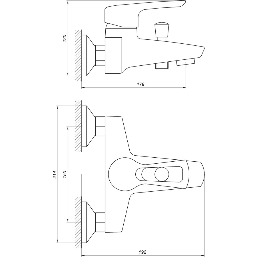 Смеситель для ванной CRISTAL SEVA GSV-102-латунь в комплекте