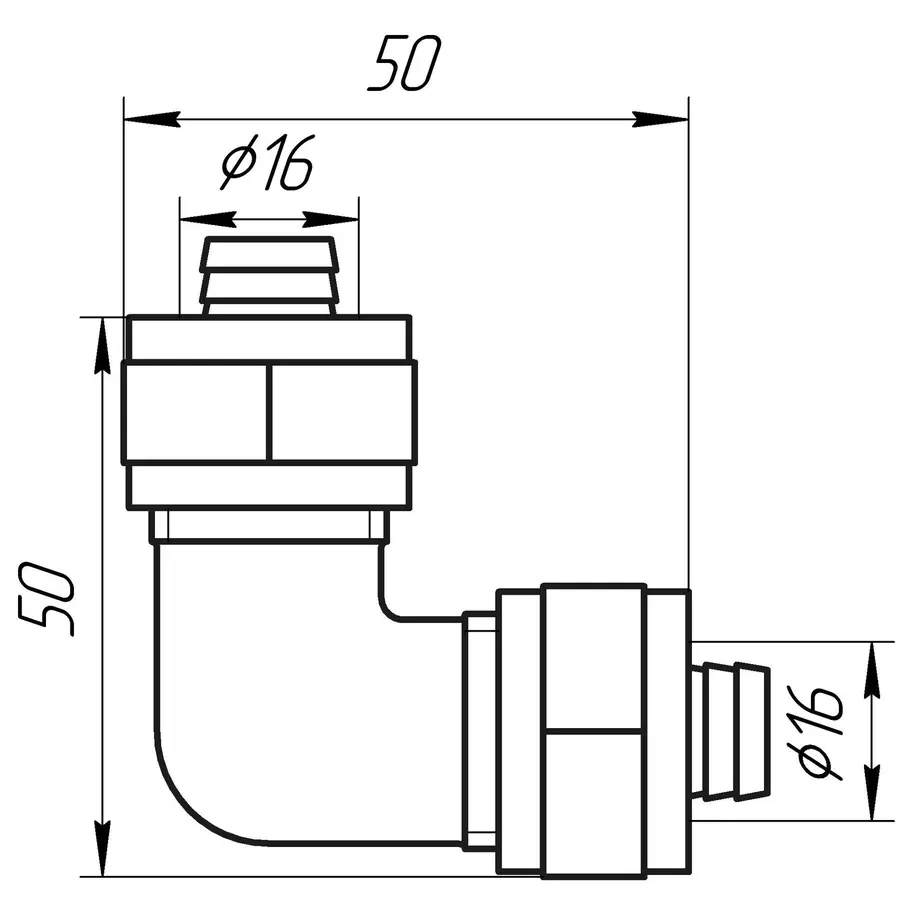 Кутник проміжний APE ITALY 751 L 16x16