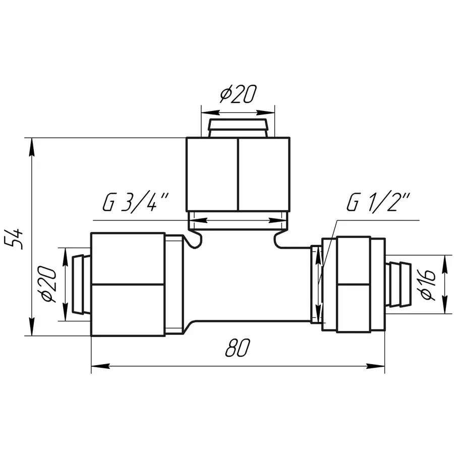 Трійник проміжний APE ITALY 731 L 20x20x16