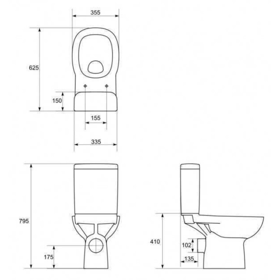 Компакт Cersanit 63 FACILE 011 3/6л, низ, гориз., комплект с сид дюропл