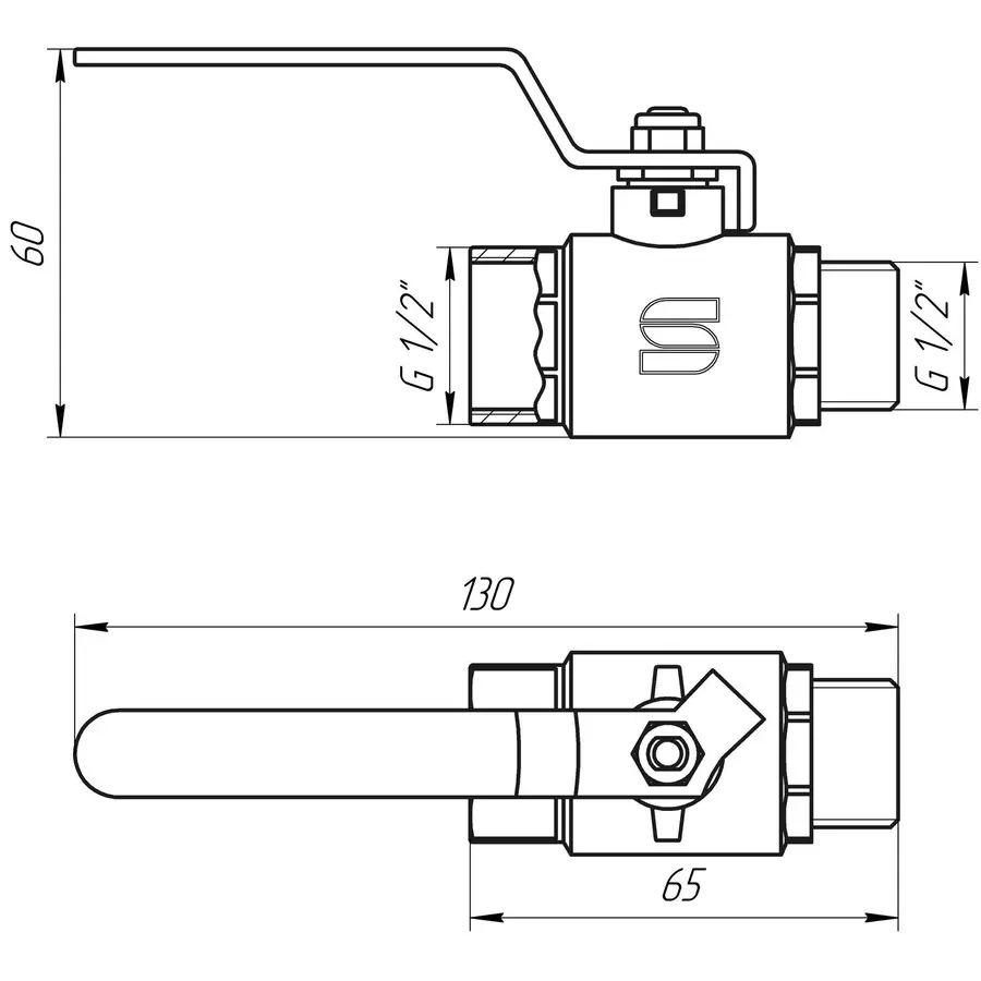 Кран шаровой прямой SELBA 1/2 ЗВ КР SL1505