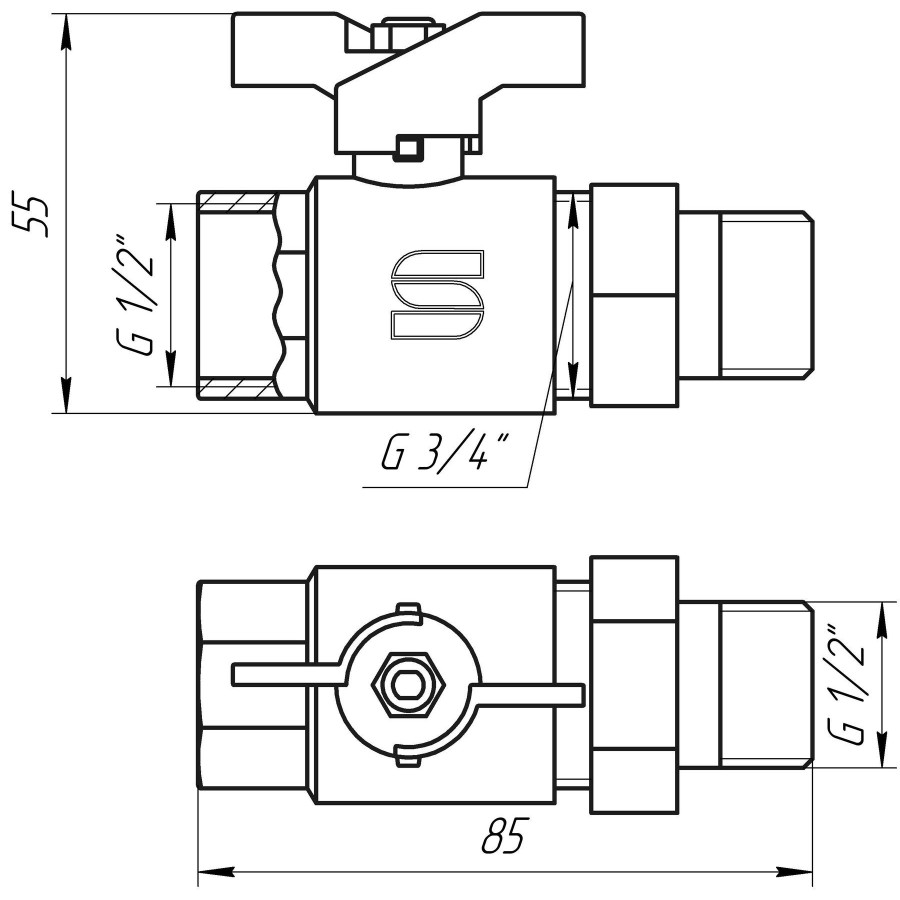 Кран шаровый с американкой SELBA 1/2 "КБ SL1509