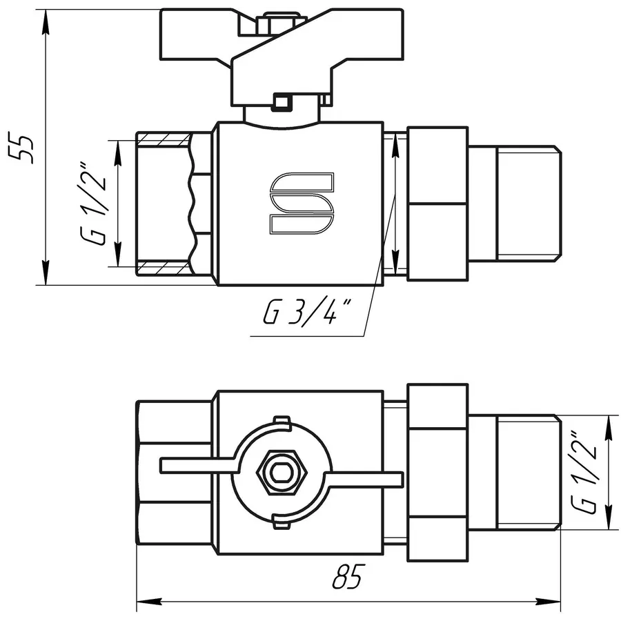 Кран шаровый с американкой SELBA 1/2 "КБ SL1509