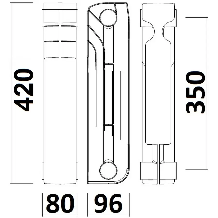 Радіатор біметалевий секційний QUEEN THERM 350/96 (кратно 10)