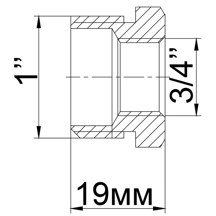 Футорка нікельована 1″ЗР х 3/4″ВР штампована А0705-1А(нк) VA