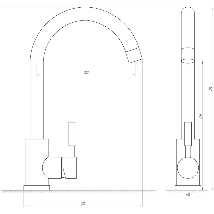 Змішувач для кухні Globus Lux ALPEN SBT1-203S-BB