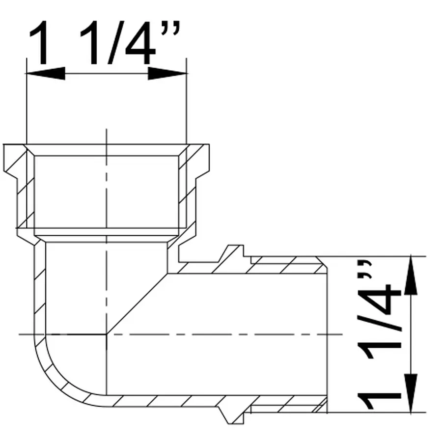 Кутник нікельований 1 1/4″ВР х 1 1/4″ЗР ливарний А0136А(нк) VA