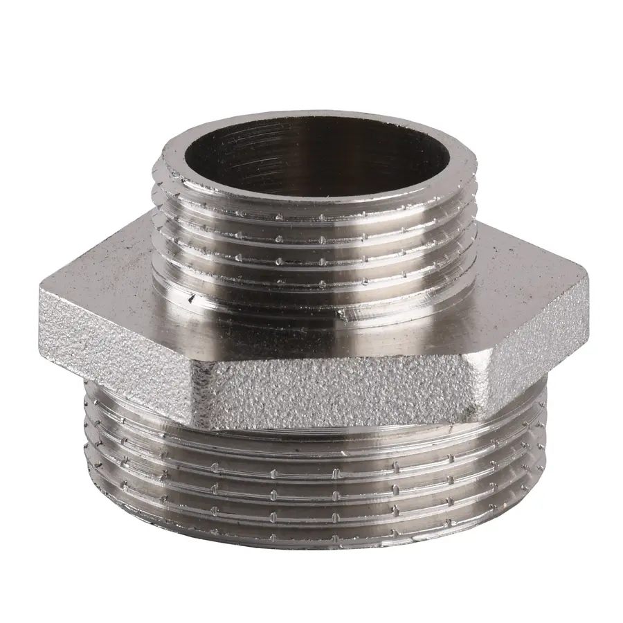 Ніпель редукційний нікельований 1 1/2″ЗР х 1″ЗР штампований А0509А(нк)