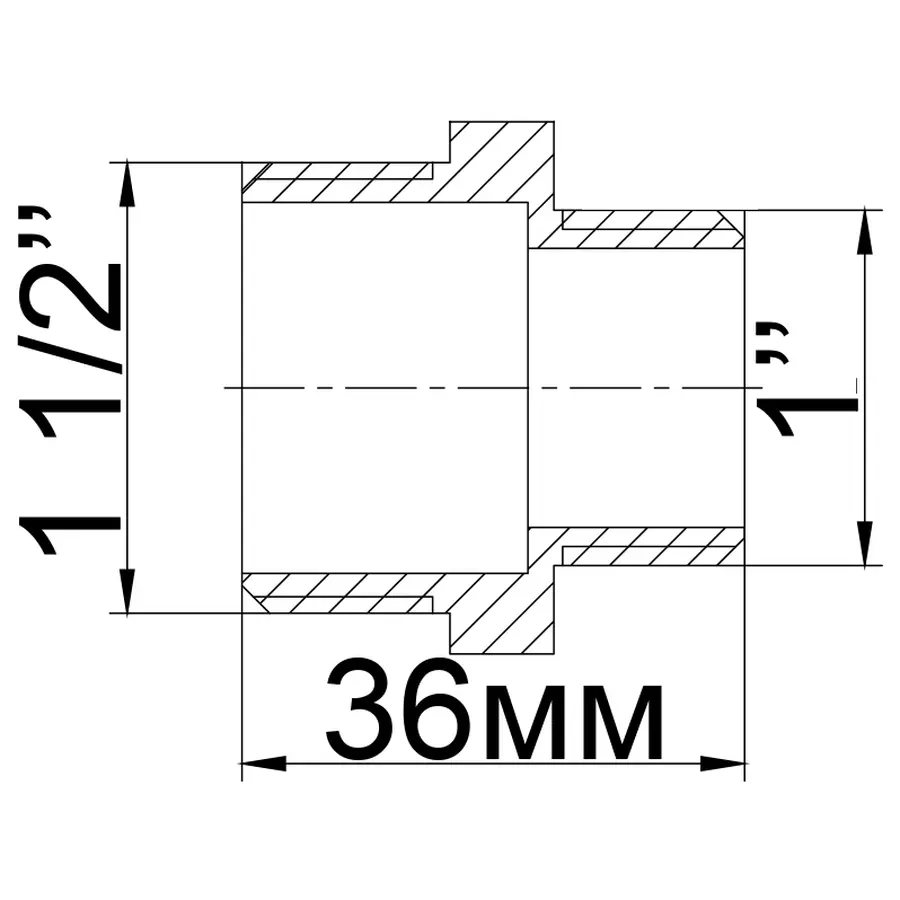 Ніпель редукційний нікельований 1 1/2″ЗР х 1″ЗР штампований А0509А(нк)