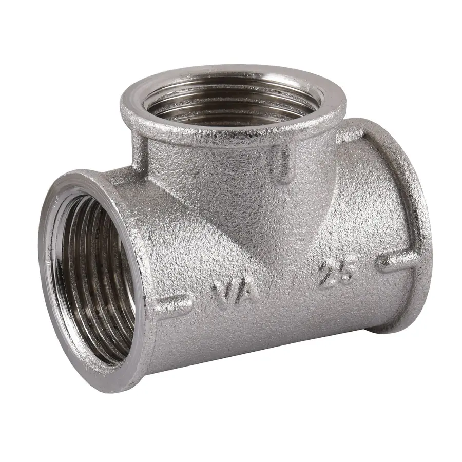 Трійник нікельований 1″ВР х 1″ВР х 1″ВР ливарний А0218А(нк) VA