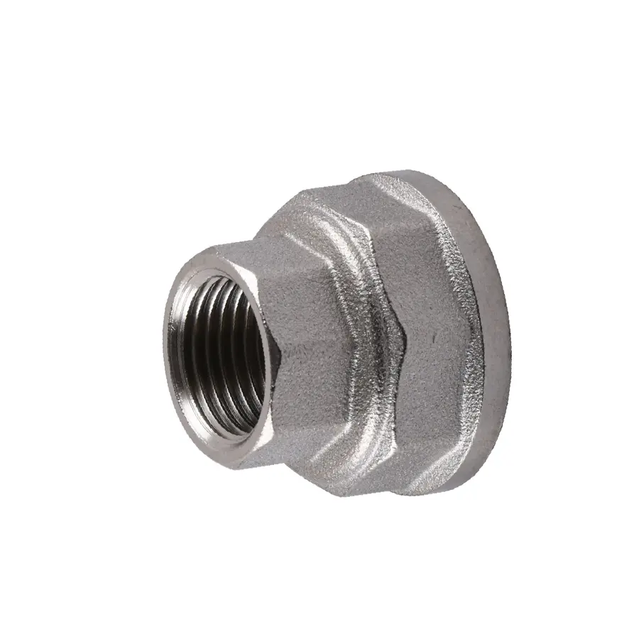 Муфта редукційна нікельована 1″ВР х 1/2″ВР штампована восьмигранна А0331А(нк) VA