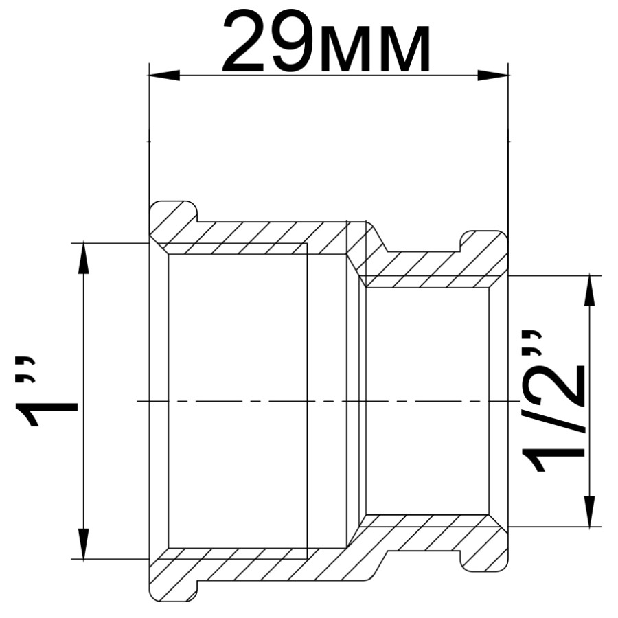 Муфта редукційна латунна 1″ВР х 1/2″ВР штампована А0331А