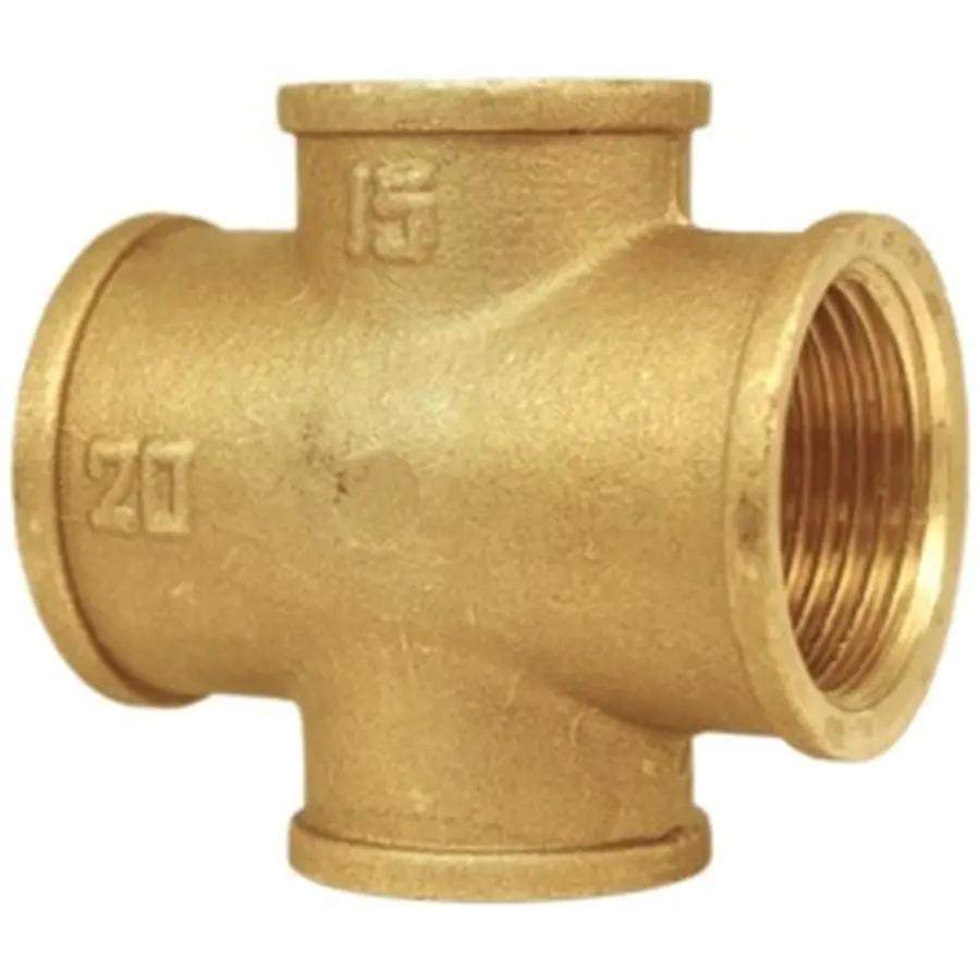 Хрестовина редукційна латунна 3/4″ВР х 1/2″ВР х 3/4″ВР х 1/2″ВР ливарна А4606А