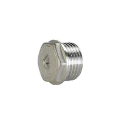 Заглушка нікельована 1/2″ЗР штампована з контрольним отвором А1091Ако(нк) VA