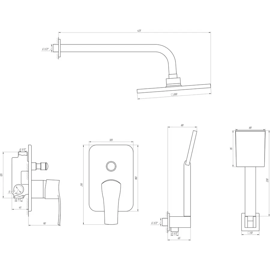 Змішувач для душу Globus Lux QUEENSLAND GLQU-0205S