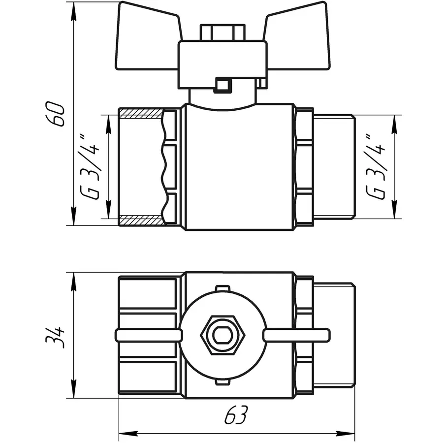 Кран шаровой прямой PROFESSIONAL 3/4 "ЗВ ЖБ PN40 QP152 кран шаровой прямой PROFESSIONAL 3/4" ЗВ КБ PN40 QP152