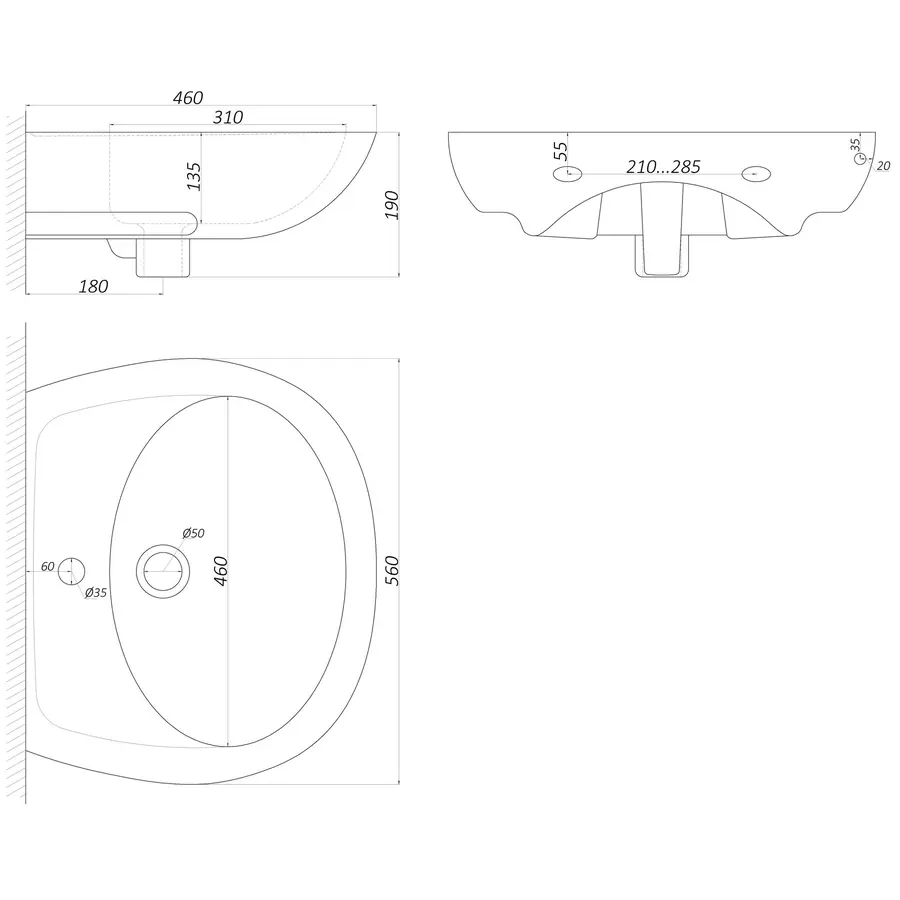 Умывальник Днепрокерамика «Астра-55» 