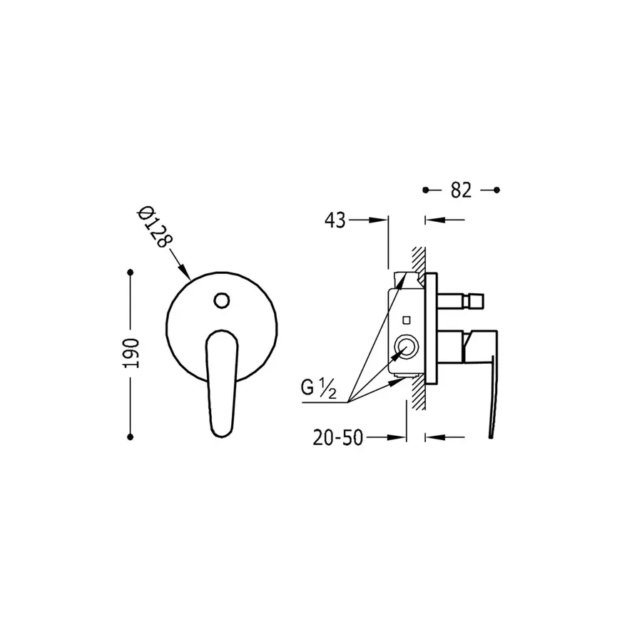 Смеситель для душа TRES FLAT 20418001