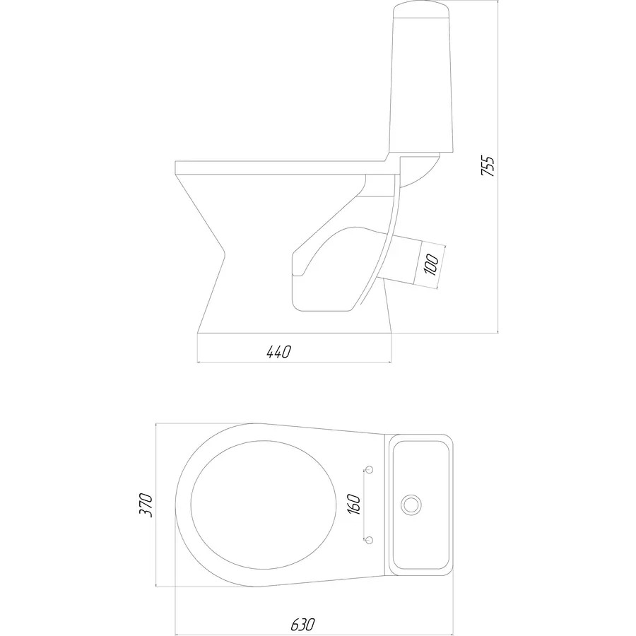 Унитаз-компакт "Сиена", 1с (Днепрокерамика), низ, ко, ш-3313