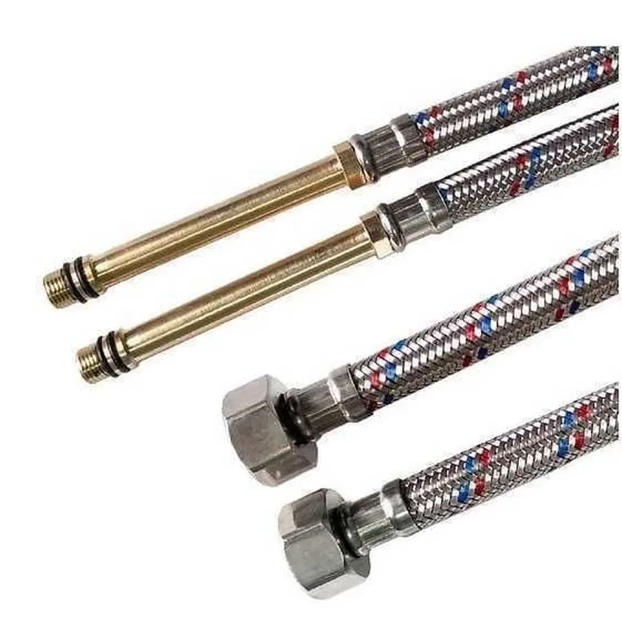 Шланг для змішувача Solomon (нерж.) М8х1/2″ 0,8м HY6201A LONG-штуцер 70мм ПАРА в БЛИСТЕРЕ SH2006