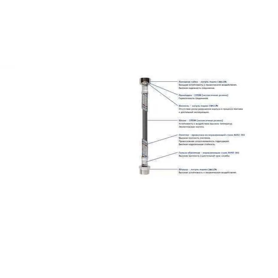 Шланг для змішувача Solomon (нерж.) М8х1/2″ 0,8м HY6201A LONG-штуцер 70мм ПАРА в БЛИСТЕРЕ SH2006