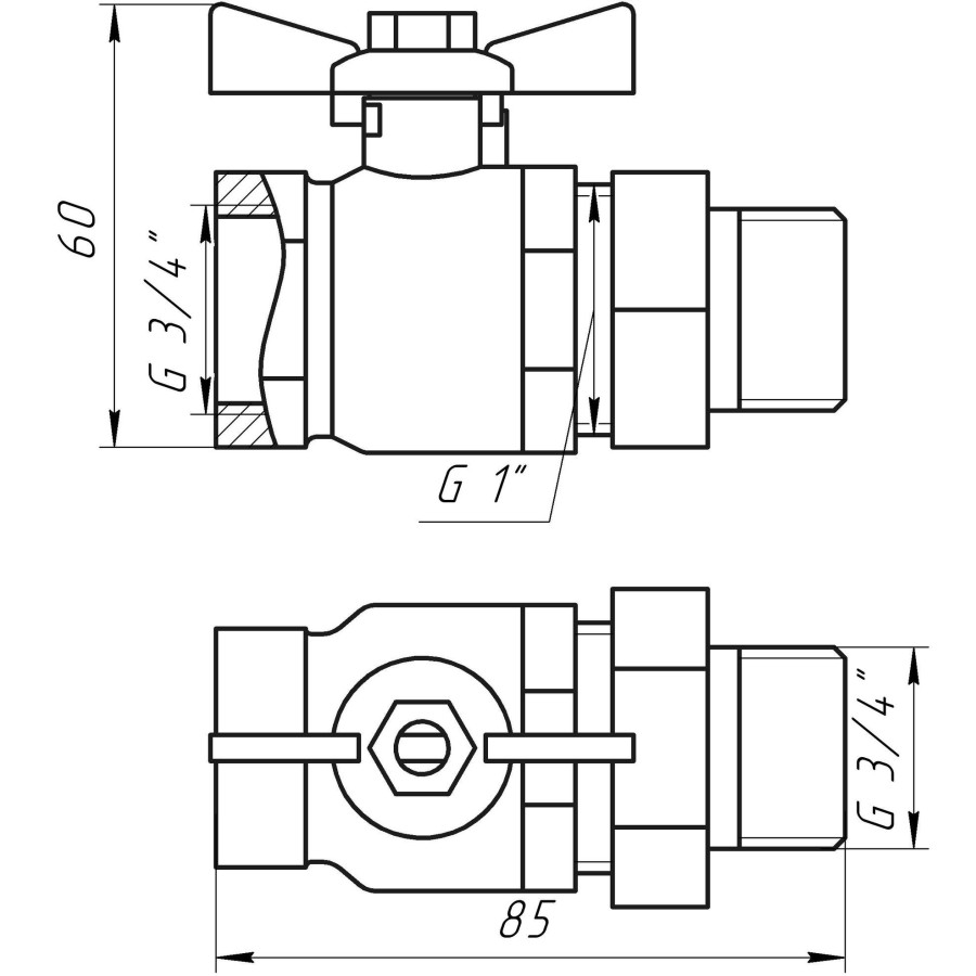 Кран кульовий прямий з американкою ARCO 3/4″ SENA 154104