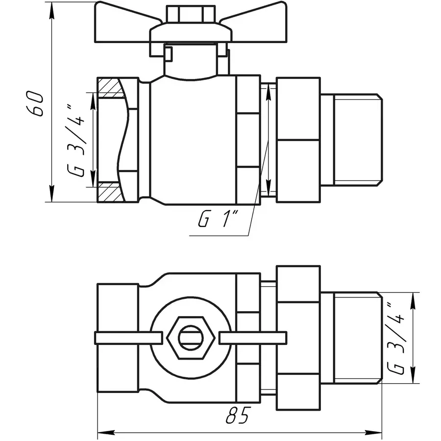 Кран кульовий прямий з американкою ARCO 3/4″ SENA 154104