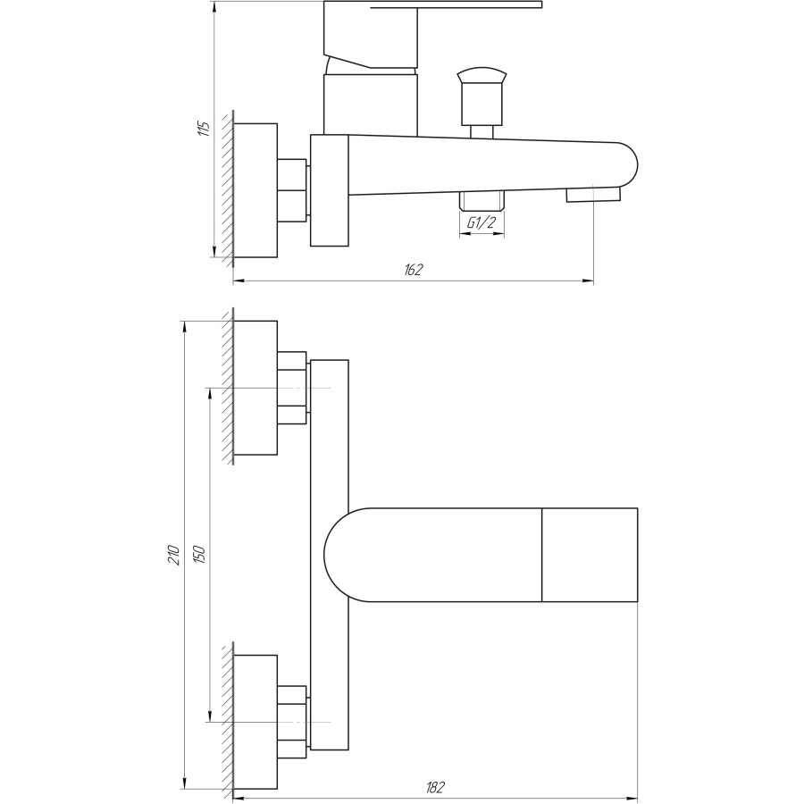 Смеситель для ванны Globus Lux SHS-102-M