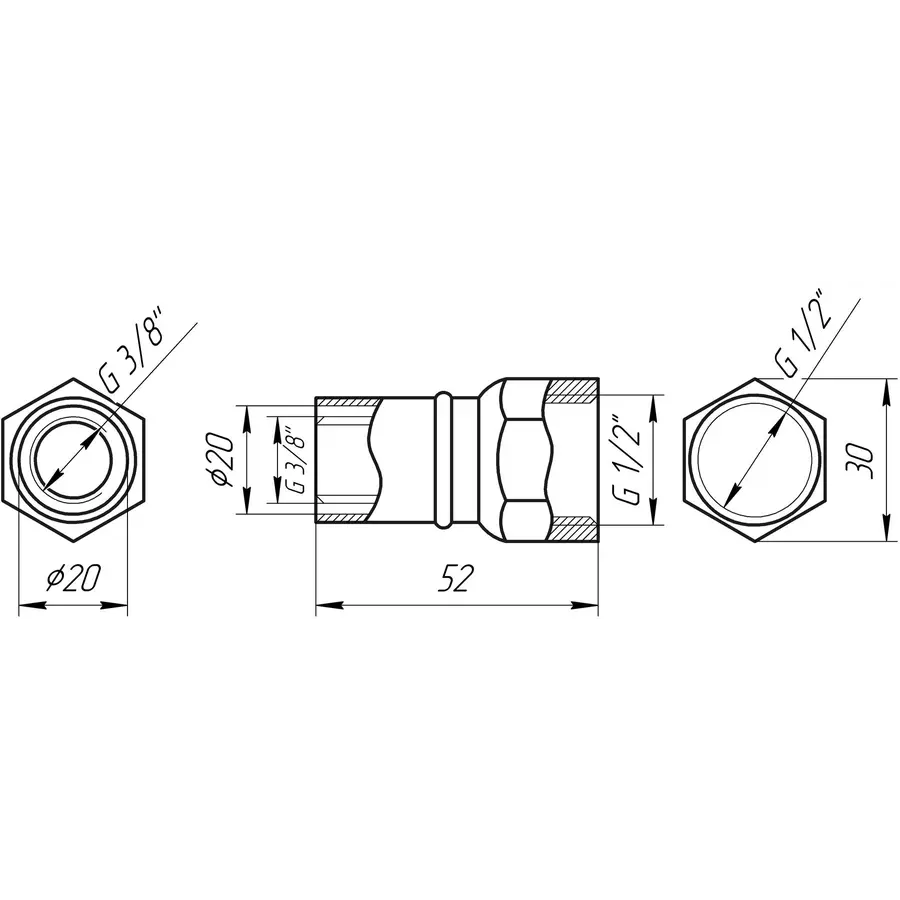 Муфта із внутрішньою різьбою прес APE ITALY AP 102 1/2″х20