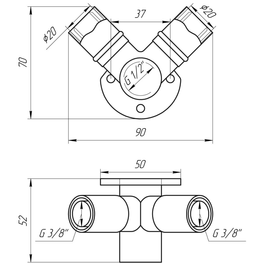 Трійник з вушками прес APE ITALY AP 154D Т 20х1/2″х20