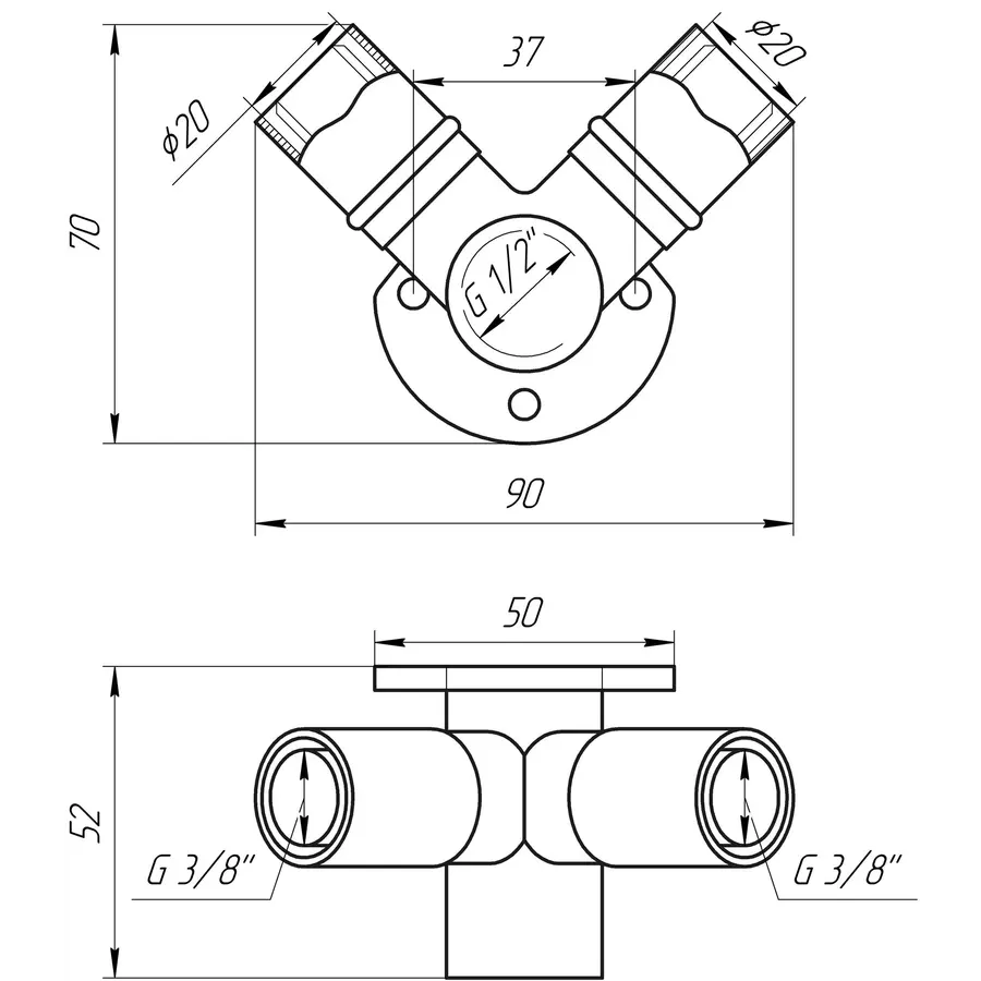 Тройник с ушками пресс APE ITALY AP 154D Т 20х1 / 2х20
