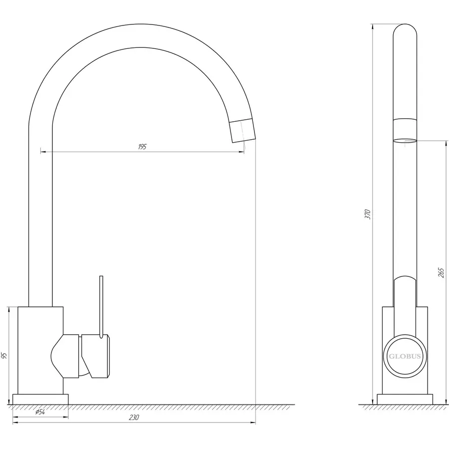 Кухонный смеситель стальной Globus Lux WIEN SUS2-203S
