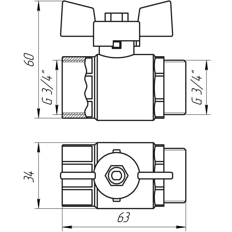 Кран шаровой прямой PROFESSIONAL 3/4 "ЗВ ЖБ PN40 QP152 кран шаровой прямой PROFESSIONAL 3/4" ЗВ КБ PN40 QP152