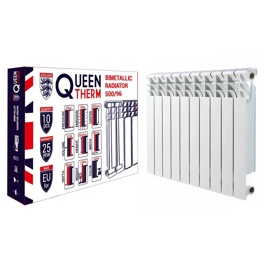Радиатор биметаллический секционный QUEEN THERM 500/96 (кратно 10)