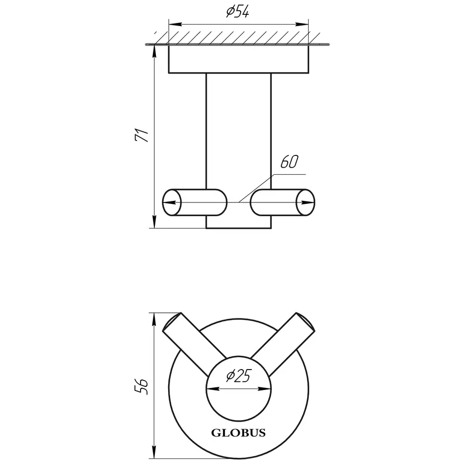 Гачок подвійний Globus Lux SS 8415 SUS304