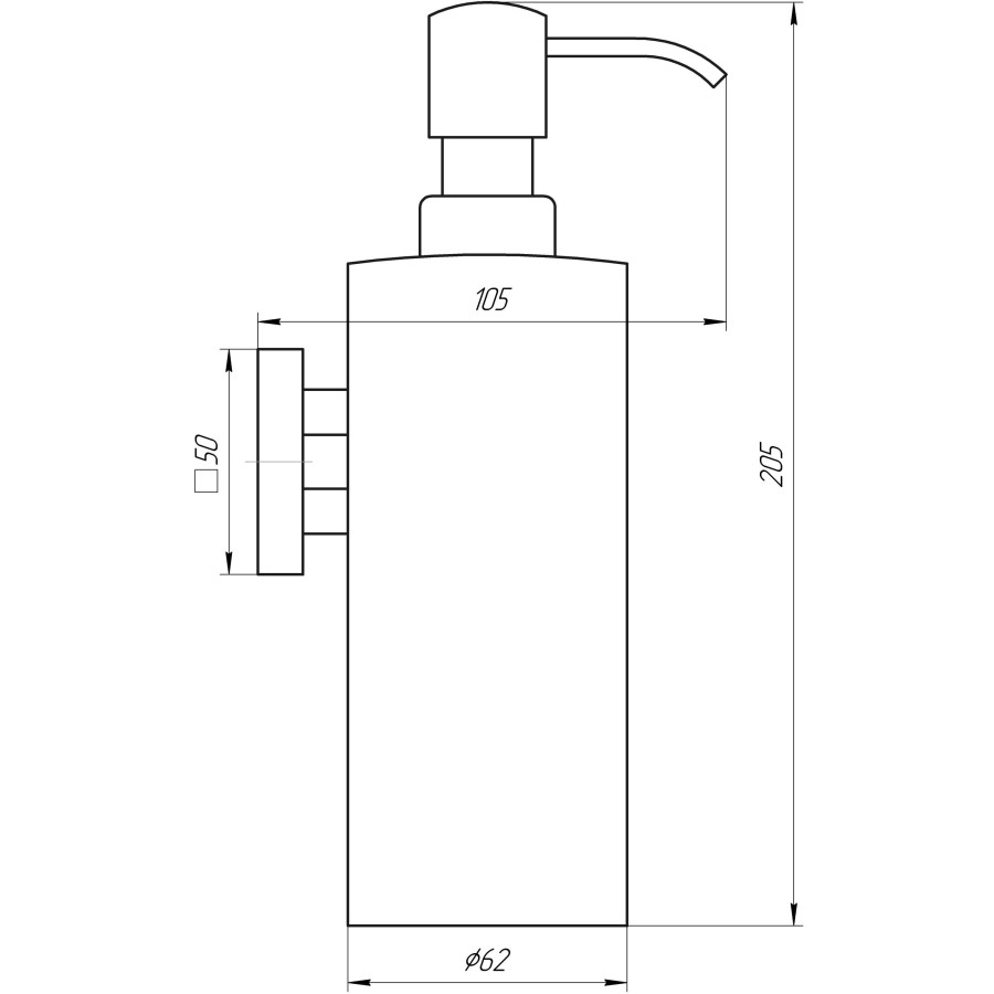 Дозатор жидкого мыла SQ9432 - Квадро навесной металлический НЕРЖ-SUS304- (Globus Lux)